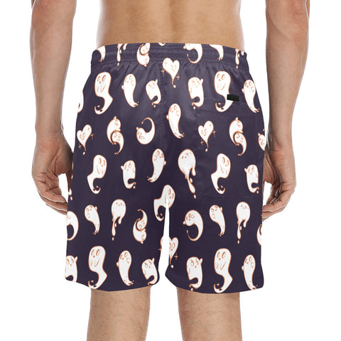 Retro-Ghost-Mens-Swim-Trunks-Dark-Purple-Model-Back-View