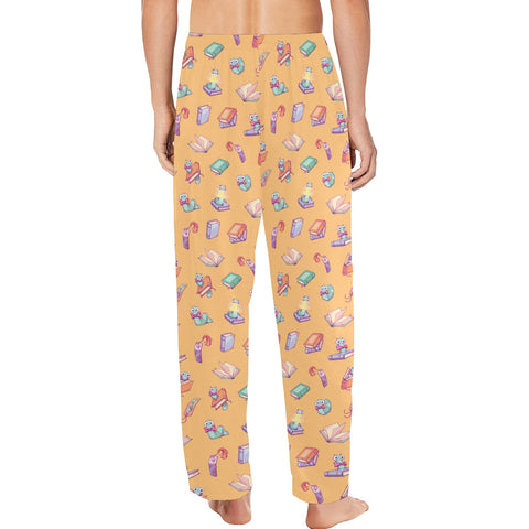 Book-Worm-Men's-Pajamas-Yellow-Model-Back-View