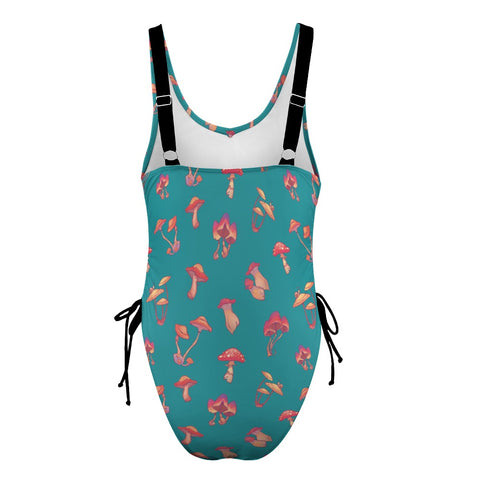 Mushroom-Womens-One-Piece-Swimsuit-Teal-Product-Back-View