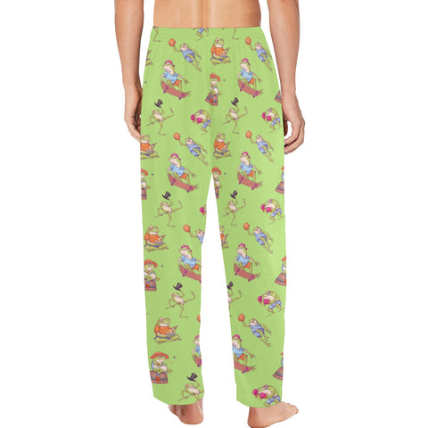 Frogs-in-Action-Mens-Pajama-Lime-Green-Model-Back-View