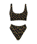 Pineapple-Women's-Two-Piece-Bikini-Black-Front-View