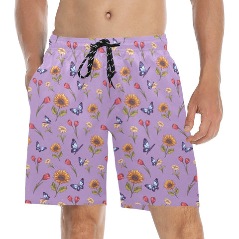 Summer-Garden-Mens-Swim-Trunks-Light-Purple-Model-Front-View