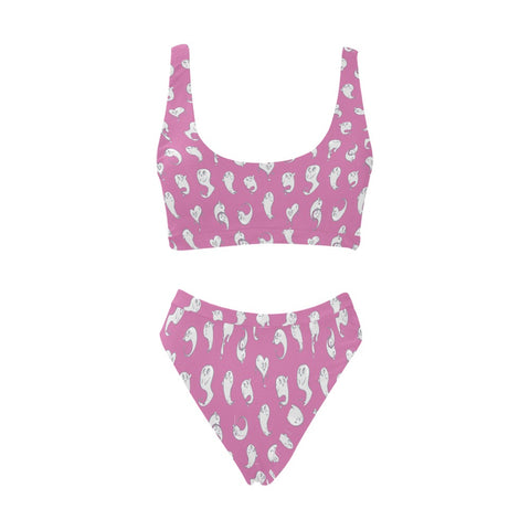 Retro-Ghost-Womens-Bikini-Set-Pink-Front-View