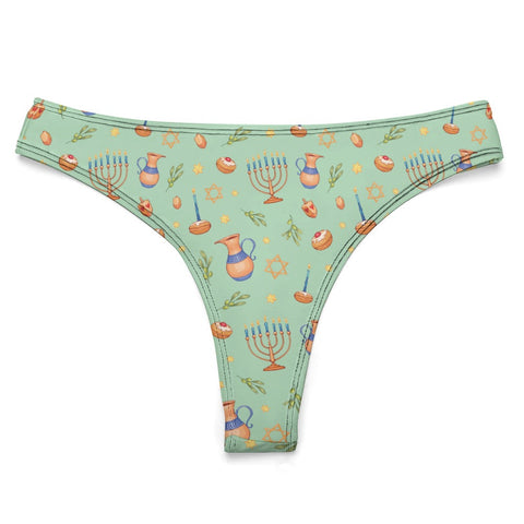Hanukkah-Women's-Thong-Pastel-Green-Product-Front-View