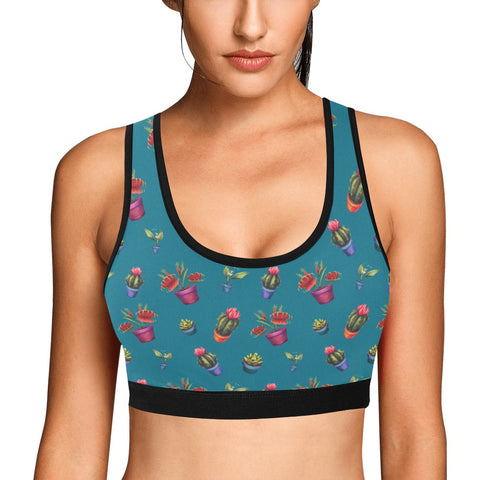 House-Plant-Womens-Bralette-Teal-Model-Front-View