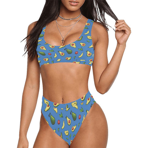 Happy-Avocado-Womens-Bikini-Set-Blue-Model-Front-View