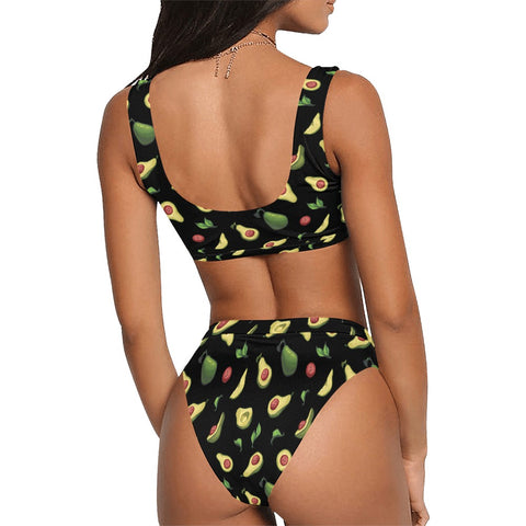 Happy-Avocado-Womens-Bikini-Set-Black-Model-Back-View