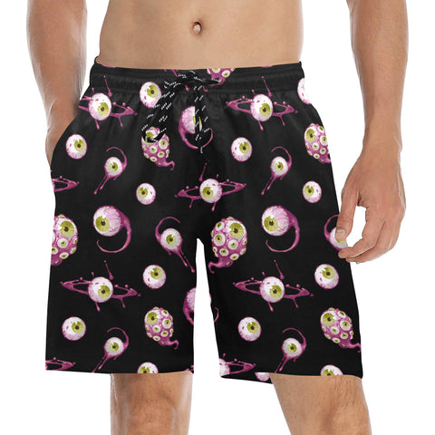 Eye-Love-You-Men's-Swim-Trunks-Yellow-Model-Front-View