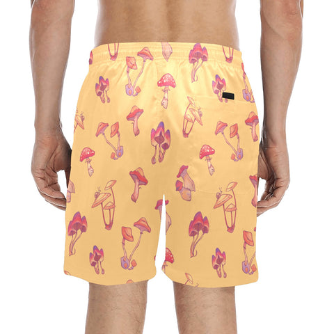 Mushroom-Mens-Swim-Trunks-Yellow-Model-Back-View