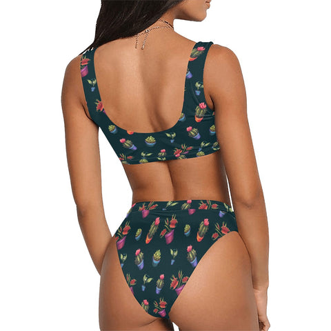 House-Plant-Womens-Bikini-Set-Dark-Purple-Model-Back-View