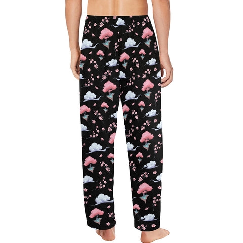 Sakura-Tree-Mens-Pajama-Black-Model-Back-View