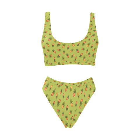 Pineapple-Women's-Two-Piece-Bikini-Lime-Green-Front-View