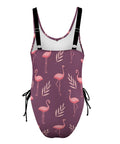 Flamingo-Women's-One-Piece-Swimsuit-Eggplant-Product-Back-View