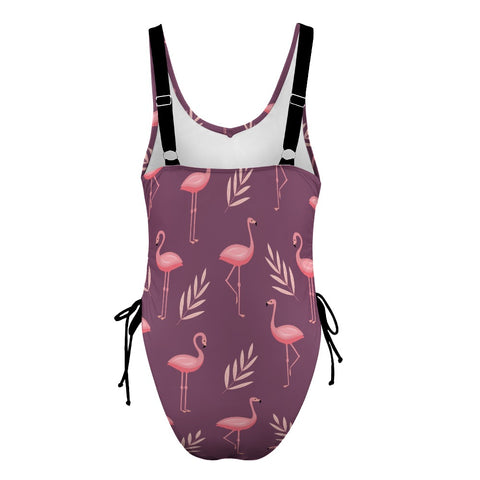 Flamingo-Women's-One-Piece-Swimsuit-Eggplant-Product-Back-View