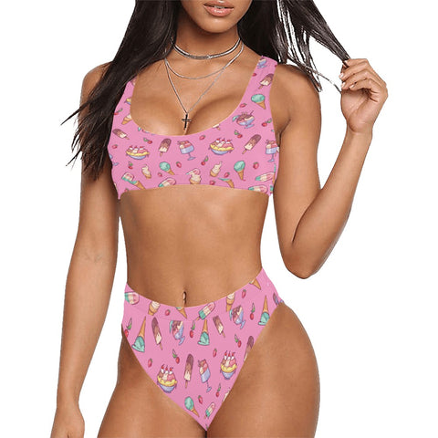 Banana-Split-Womens-Bikini-Set-Hot-Pink-Model-Front-View