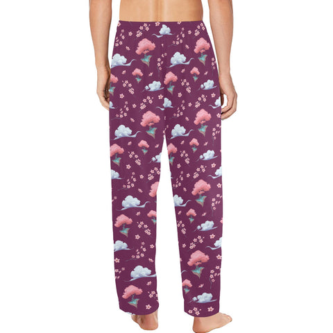 Sakura-Tree-Mens-Pajama-Magenta-Model-Back-View