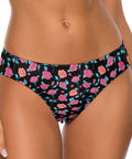 Painted-Roses-Womens-Thong-Black-Model-Front-View
