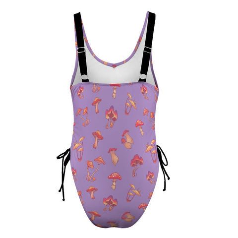Mushroom-Womens-One-Piece-Swimsuit-Light-Purple-Product-Back-View
