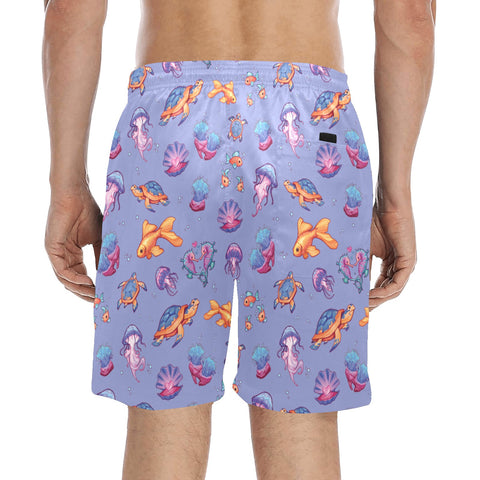 Sea-Life-Mens-Swim-Trunks-Lavender-Model-Back-View