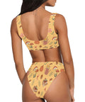 Cottage-Core-Womens-Bikini-Set-Yellow-Model-Back-View