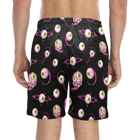 Eye-Love-You-Men's-Swim-Trunks-Yellow-Model-Back-View