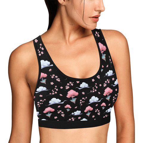 Sakura-Tree-Womens-Bralette-Black-Model-Side-View