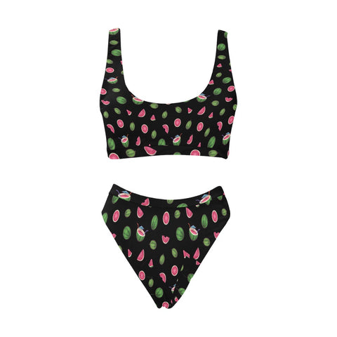 Watermelon-Womens-Bikini-Set-Black-Front-View