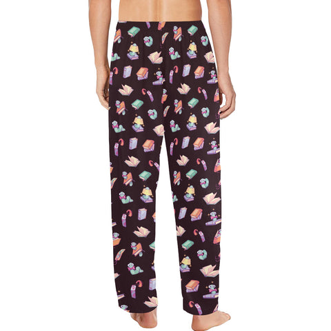 Book-Worm-Men's-Pajamas-Midnight-Purple-Model-Back-View
