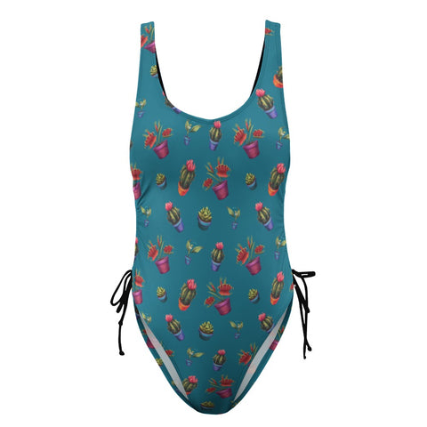 House-Plant-Womens-One-Piece-Swimsuit-Teal-Product-Front-View