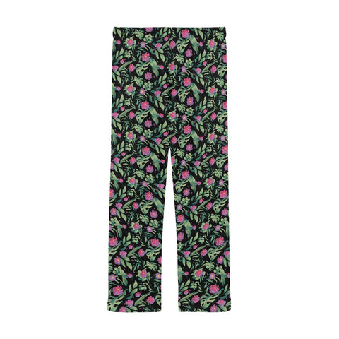 Jungle-Flower-Mens-Pajama-Black-Pink-Back-View