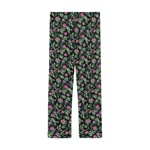 Jungle-Flower-Mens-Pajama-Black-Pink-Back-View
