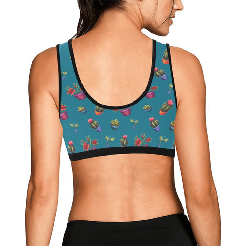 House-Plant-Womens-Bralette-Teal-Model-Back-View