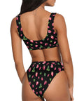 Strawberry-Womens-Bikini-Set-Black-Model-Back-View