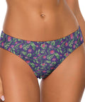 Jungle-Flower-Womens-Thong-Purple-Pink-Model-Front-View