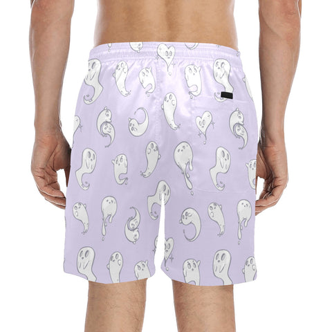 Retro-Ghost-Mens-Swim-Trunks-Lavender-Model-Back-View