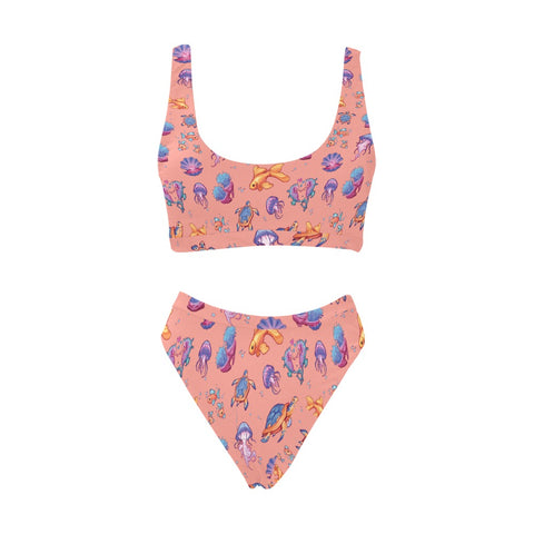 Sea-Life-Womens-Bikini-Set-Coral-Front-View