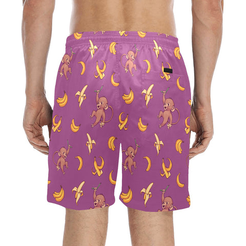 Baby-Monkey-Mens-Swim-Trunks-Magenta-Model-Back-View