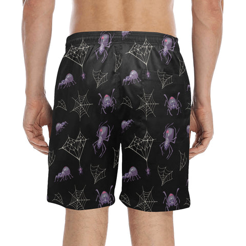 Black-Widow-Men's-Swim-Trunks-Black-Model-Back-View