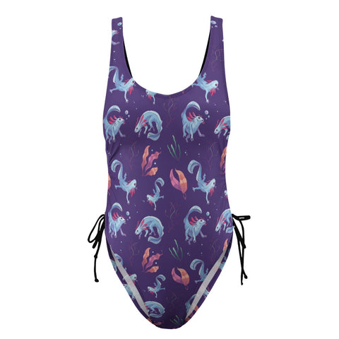 Axolotl-Women's-One-Piece-Swimsuit-Dark-Purple-Product-Front-View