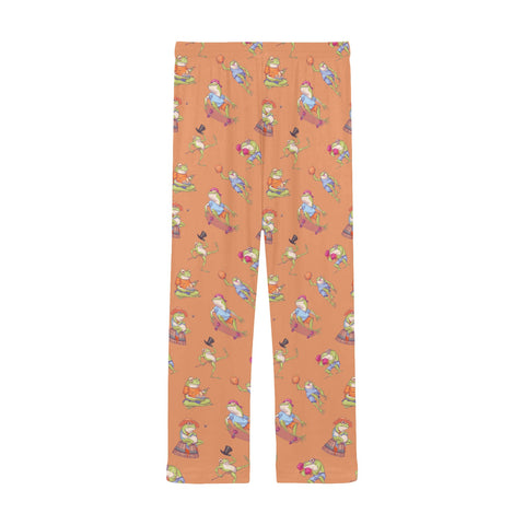 Frogs-in-Action-Mens-Pajama-Coral-Back-View