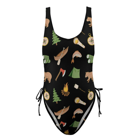 The-Great-Outdoors-Women's-One-Piece-Swimsuit-Black-Product-Front-View
