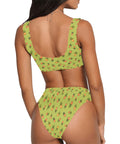 Pineapple-Women's-Two-Piece-Bikini-Lime-Green-Model-Back-View