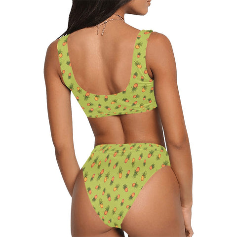 Pineapple-Women's-Two-Piece-Bikini-Lime-Green-Model-Back-View
