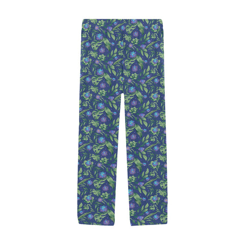 Jungle-Flower-Mens-Pajama-Blue-Purple-Front-View