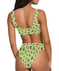 Strawberry-Womens-Bikini-Set-Lime-Green-Model-Back-View