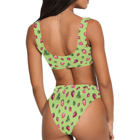 Strawberry-Womens-Bikini-Set-Lime-Green-Model-Back-View