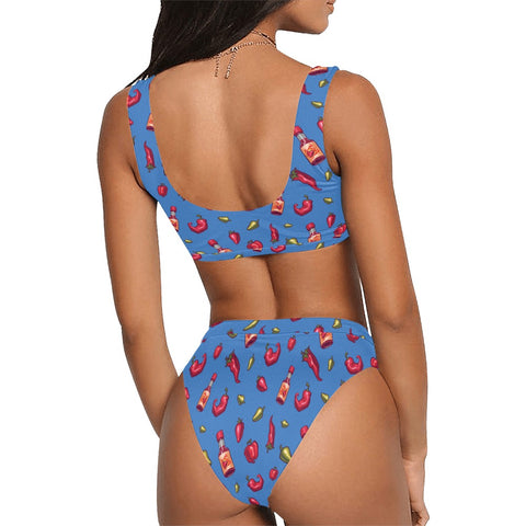 Spicy-Womens-Bikini-Set-Blue-Model-Back-View