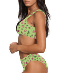 Strawberry-Womens-Bikini-Set-Lime-Green-Model-Side-View