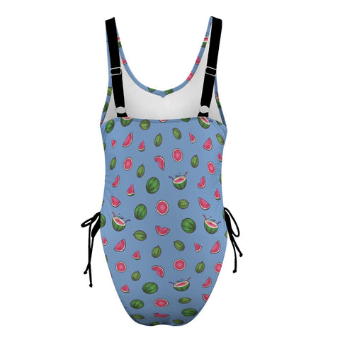Watermelon-Womens-One-Piece-Swimsuit-Blue-Product-Back-View