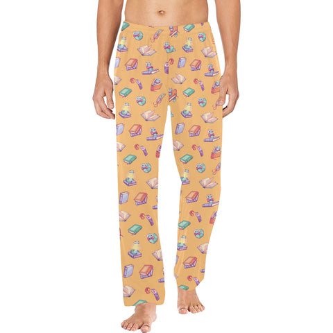 Book-Worm-Men's-Pajamas-Yellow-Model-Front-View